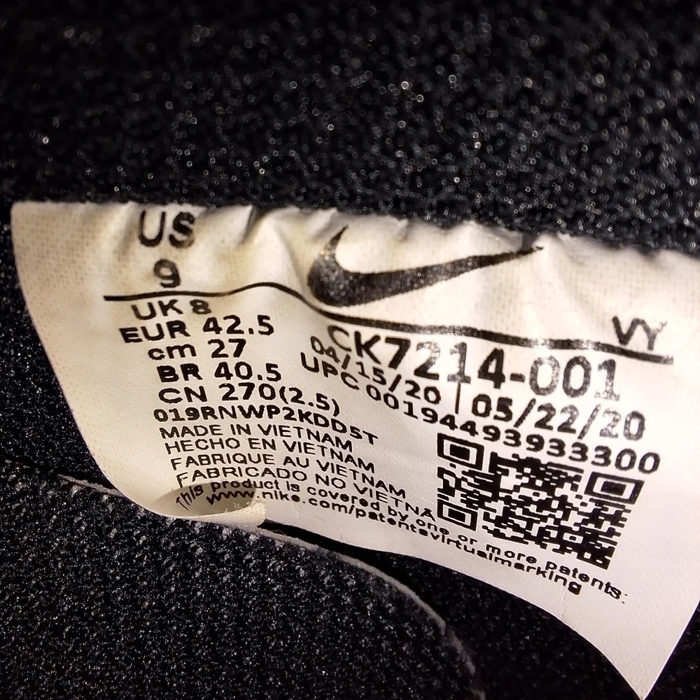 Nike Air Force 1 Low Top Misplaced Swoosh Black 2020 CK7214-001. Mens 9. EUC